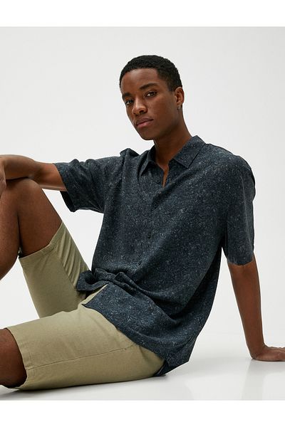 Koton Short Sleeve Shirt Classic Collar Abstract Printed Buttons