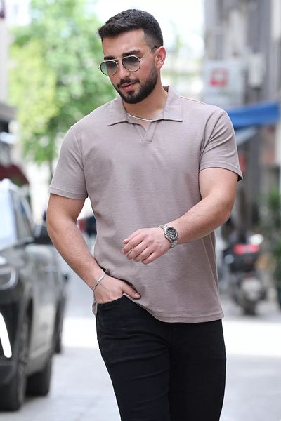 MİSHAR İTALİA Ανδρικό μπλουζάκι Mink Lycra Polo Neck