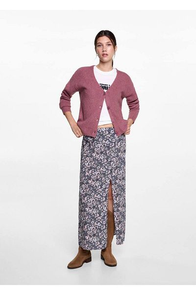 Mango Teen Cardigan tricot cu decolteu în V