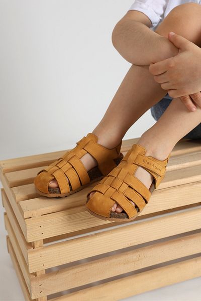 kids A more Lino Unisex Leather Children's Sandals Cat Color