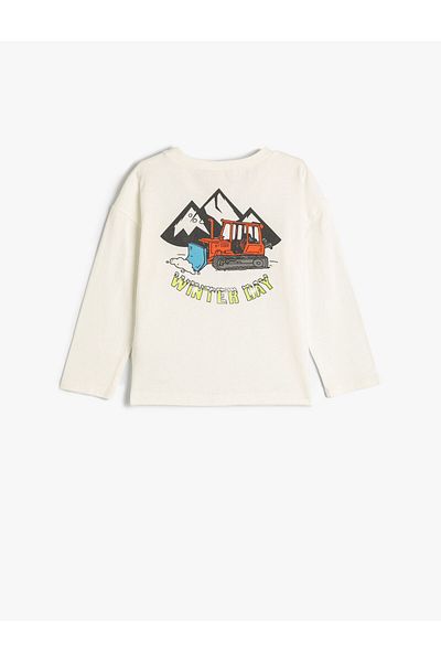 Koton Tricou cu mânecă lungă cu decolteu cu textul din bumbac imprimat