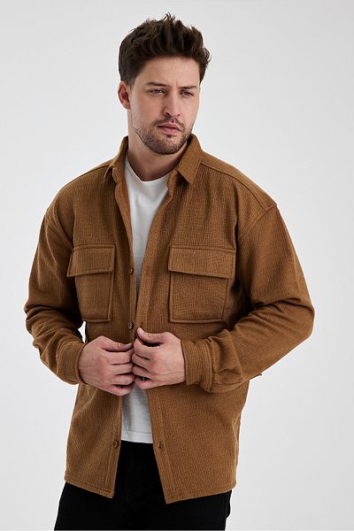 HAWKKİNG Ανδρικό πουκάμισο με διπλή τσέπη Oversize