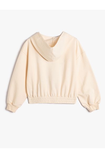 Koton Hooded Sweatshirt Teddy Bear Printed Long Sleeve with Elastic Waist and Cuffs