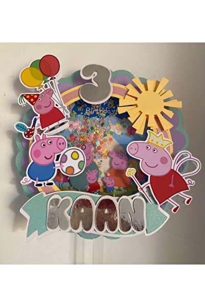 nerisdesign Peppa Pig Temalı 3d Cake Topper Doğum Günü Pasta Süsü