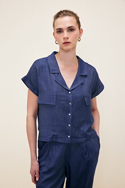 Love My Body Denim-Look-Hemd Marineblau 130l8991000