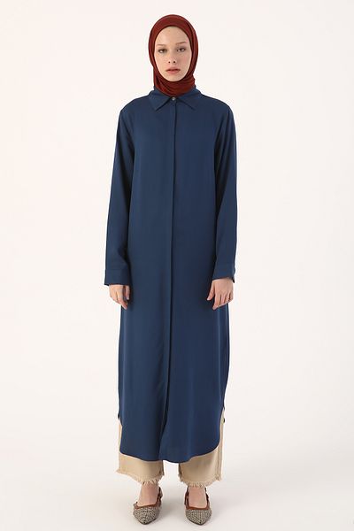 ALLDAY Indigo Hidden Placket Shirt Tunic