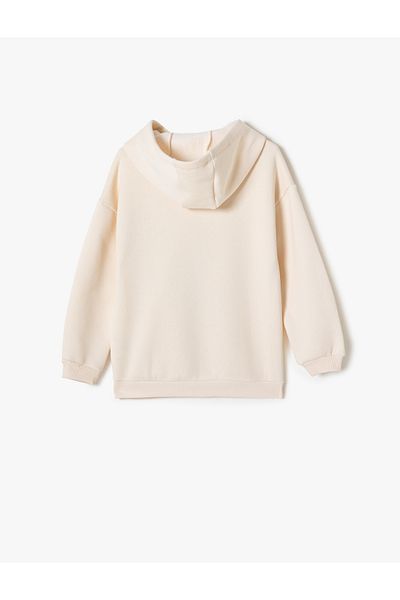 Koton Hooded Sweatshirt Tiered Long Sleeve Crew Neck Printed