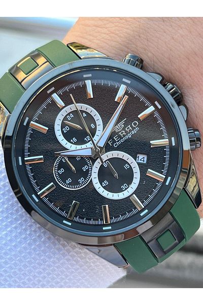 FERRO 30 Mt Water Resistant Men's Wristwatch - Silicone Cord, Internal Functions Active Efm.31380-Y5