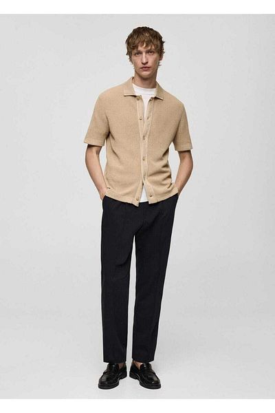 MANGO Man Tricou polo cu microconstrucție pe nasturi