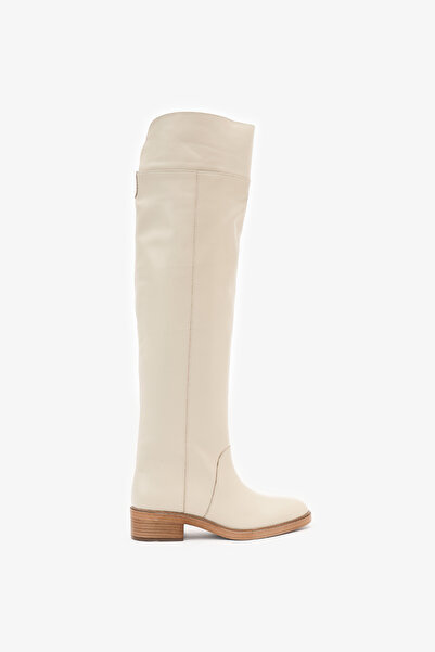 Louis Cardy Tracy Krem Rengi Hakiki Deri Diz Üstü Çizme