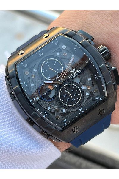 FERRO 30 Mt Water Resistant Men's Wrist Watch with Silicone Cord - Interior Functions Active Efm.31346-Z2
