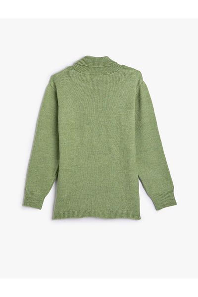 Koton Rollkragenpullover mit Haarzopf-Detail, langärmelig, weich strukturiert