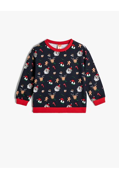 Koton Vánoční mikina Santa Claus s potiskem z bavlny