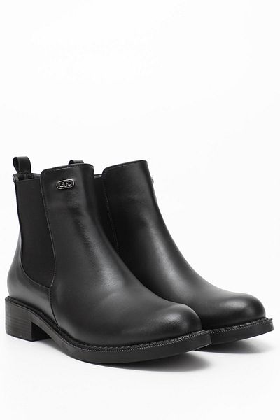 GÖNDERİ(R) Black Round Toe Heeled Elastic Women's Daily Boots 35154