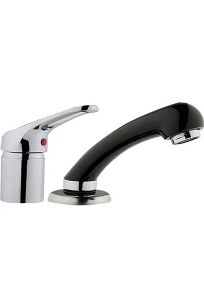 GenelTedarik Chrome Black Barber Faucet Set