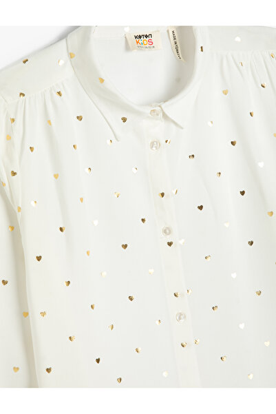 Koton Košile s dlouhým rukávem, lesklá viskózová tkanina se vzorem srdce