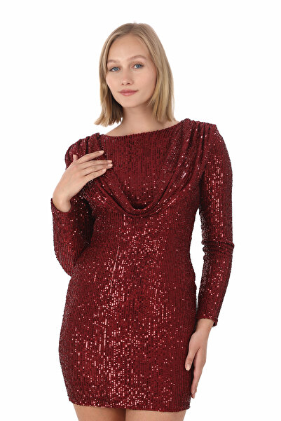 MODAS BİSİKLET YAKA SIRT DÖKÜNTÜNTÜLÜ MİNİ ELBİSE