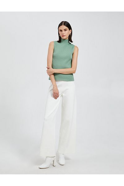Koton Turtleneck Tank Top Sleeveless with Knitted Motif