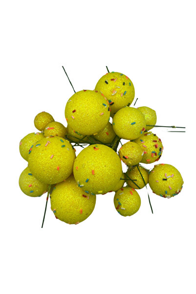 PASTRY PLANET Cake Top Ball Ornament Mix Yellow Ball (20 Pieces)