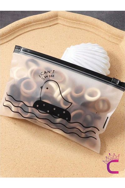Cinderella 100-Piece Daily Coffee Color Small Elastic Girl's Hair Clip Set with Bag