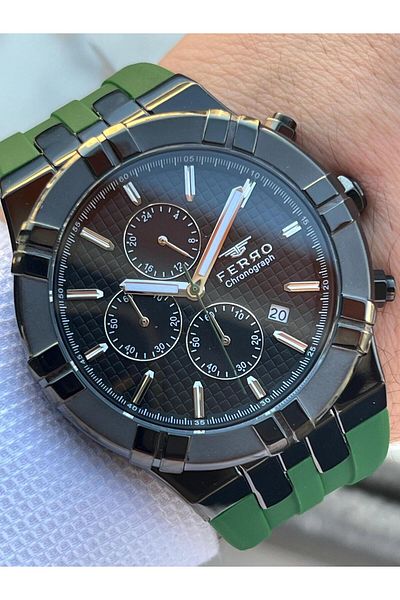 FERRO Silicone Cord Inner Functions Active 30 Mt Water Resistant Men's Wristwatch Efm31378-Q2
