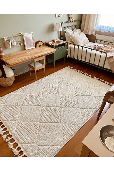 venucci home & living Quincey Bukleli Yumuşak Peluş Post Shaggy Krem Çocuk Od...