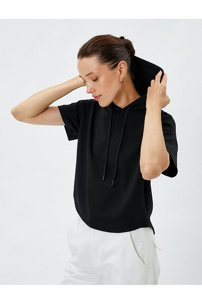 Koton Oversize Sweatshirt Hooded Short Sleeve