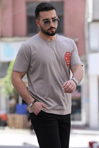 MİSHAR İTALİA Ανδρικό μπλουζάκι με στάμπα Mink Crew Neck