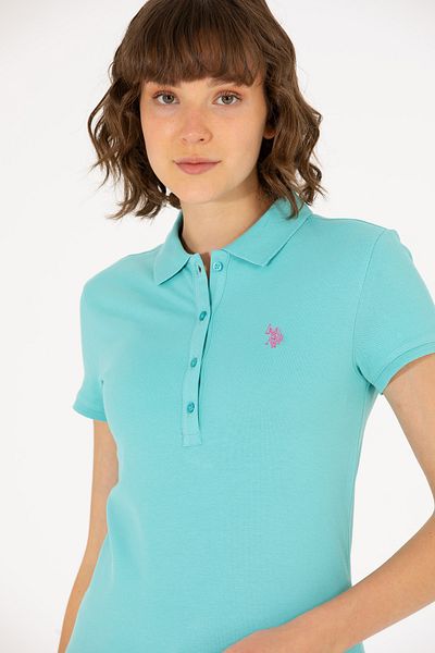 U.S. Polo Assn. Дамска тениска с поло яка в цвят мента Basic 50262675-VR090