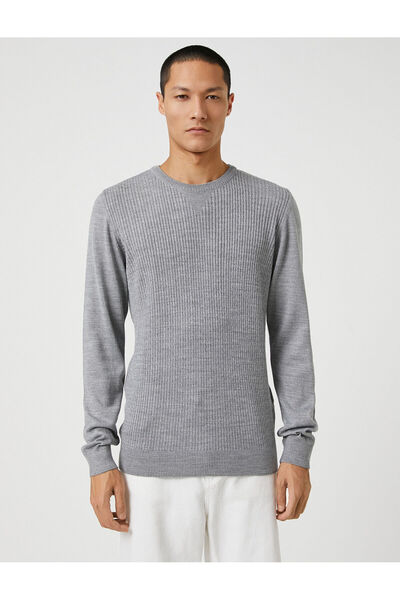 Koton Alapvető kötöttáru pulóver kötött részletes nyakkivágással