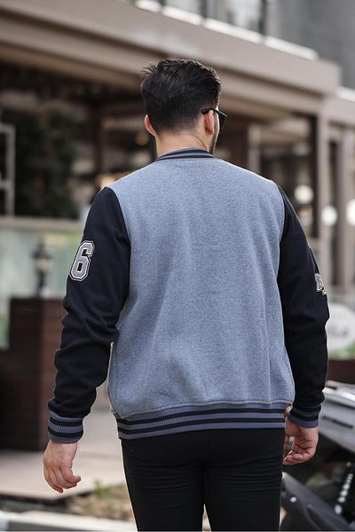 Miron Anthracite A Embroidered - Three Thread Regular Fit College Jacket 2313