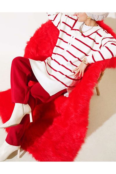 Lavanta Tekstil Baby Collar Bow Knitwear Double Set