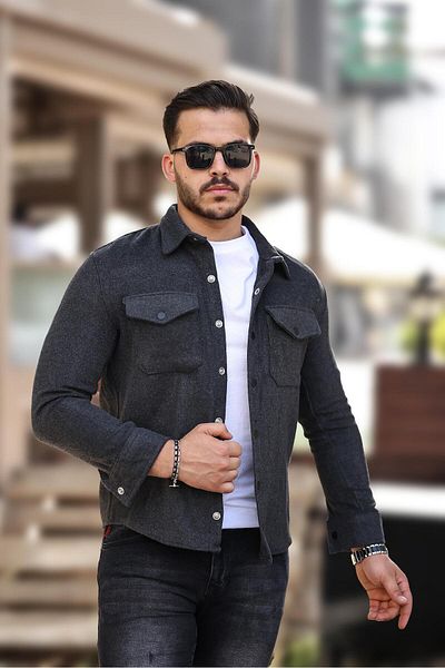 Miron Μπουφάν Anthracite Stamp με τσέπη γιακά πουκαμίσου - Regular Fit 2312