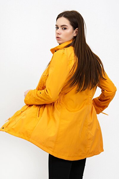 Mossta Brazilian Women's Mustard Trench Coat with Elastic Waist