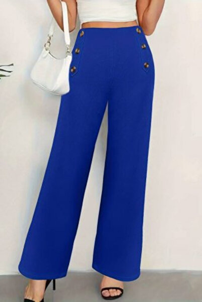 Mossta Saks Кольорові імпортні крепові штани - з ґудзиками та широкими штанинами