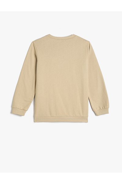 Koton Sweatshirt Tiger Embossed Printed Raised Crew Neck