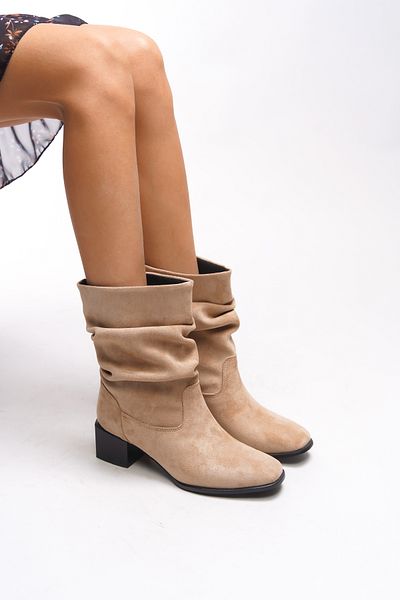 Riccon Rheggec Mink Suede dámské krátké boty s klínem - 00126063