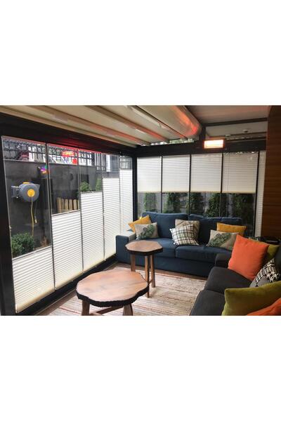 YAZAR HOME Katlanabilir Cam Balkon Plise Perdesi Beyaz (VİDALI - KANCALI)