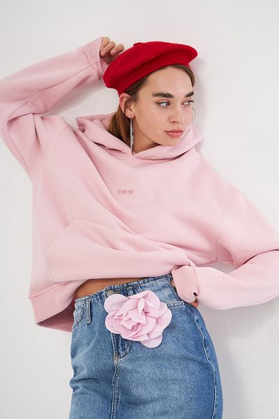 GIA - ART Φούτερ με κουκούλα Fleece To Have You Written Dice Printed Pink Unisex Hoodie φούτερ