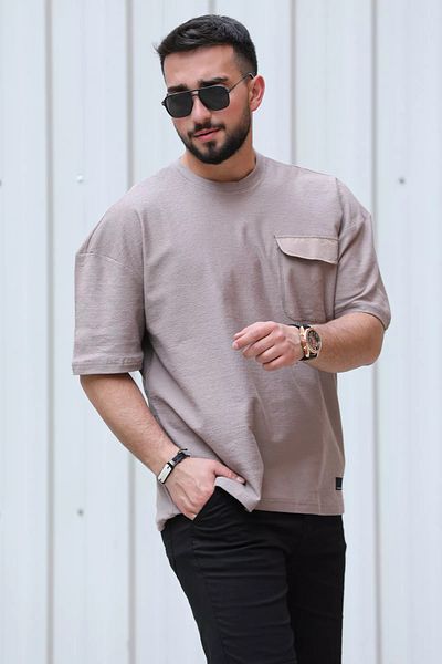 MİSHAR İTALİA Ανδρικό T-Shirt Mink Single Pocket Lycra