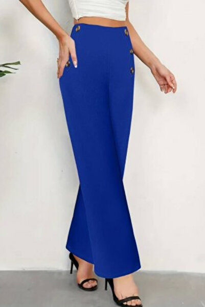 Mossta Saks Кольорові імпортні крепові штани - з ґудзиками та широкими штанинами