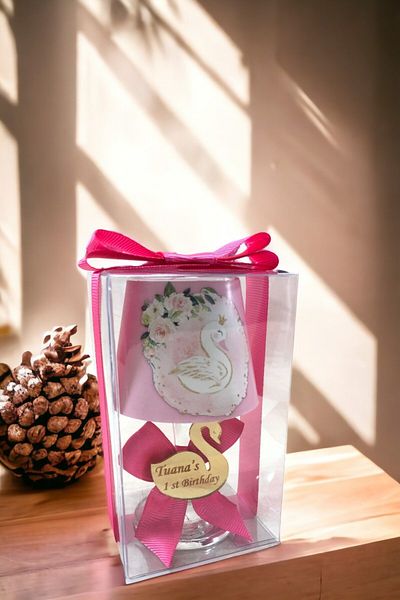 Tiem Concept Pink Colored Swan Printed Baby Lampshade Candle Holder (10 Pieces)