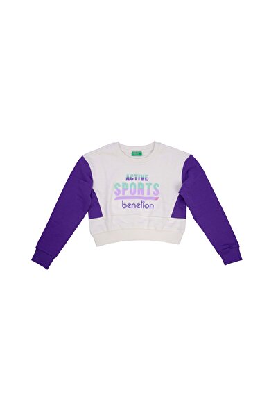 United Colors of Benetton سويت شيرت بناتي - ماركة مطبوعة أكتيف سبورتس ميكس ملون