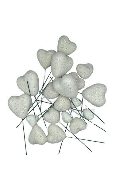 PASTRY PLANET Cake Top Ball Ornament Glittered White Heart (20 Pieces)