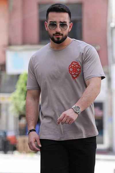MİSHAR İTALİA Ανδρικό μπλουζάκι με στάμπα Mink Crew Neck