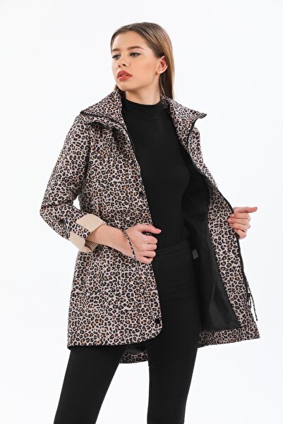 Mossta Γυναικεία μπεζ καμπαρντίνα με ελαστική μέση