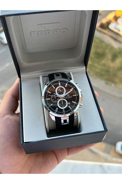 FERRO Silicone Cord Inner Functions Active 30 Mt Water Resistant Men's Wristwatch Efm.31380-J