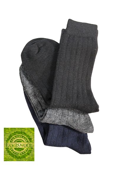 socksbox 3 ζευγάρια ανδρικές μάλλινες χειμερινές θερμικές κάλτσες χωρίς ραφές/Μαύρο-Μπλε-Γκρι