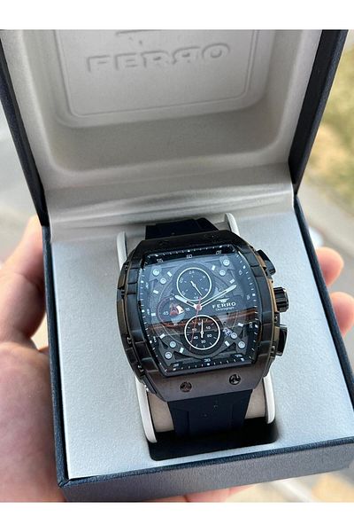 FERRO Silicone Cord Inner Functions Active 30 Mt Water Resistant Men's Wristwatch Efm.31346-G