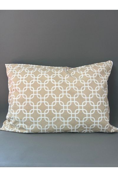 mihriban Set of 2 Beige Chain Pattern Pillowcases 50X70 cm
